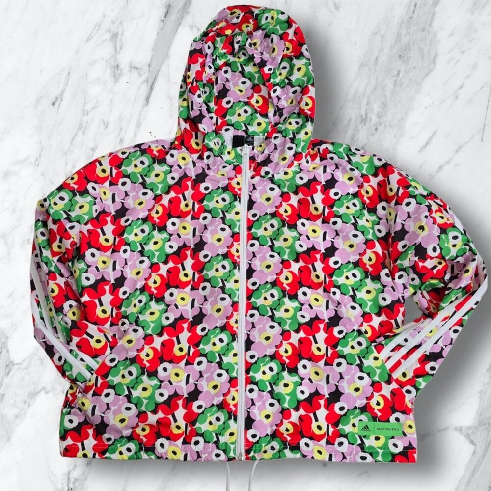Adidas Merimekko Primegreen Colorful Floral Windbreaker Jacket NWT Small - Picture 14 of 14